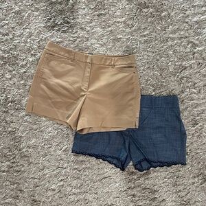 Calvin Klein Women Blue Shorts/ Belt Loops Pocket Scallop Embroidered Hem